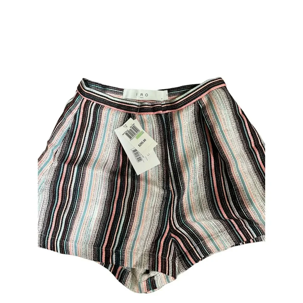 IRO Tolie Pleat Front Short Stripe High-Waist‎ Shorts